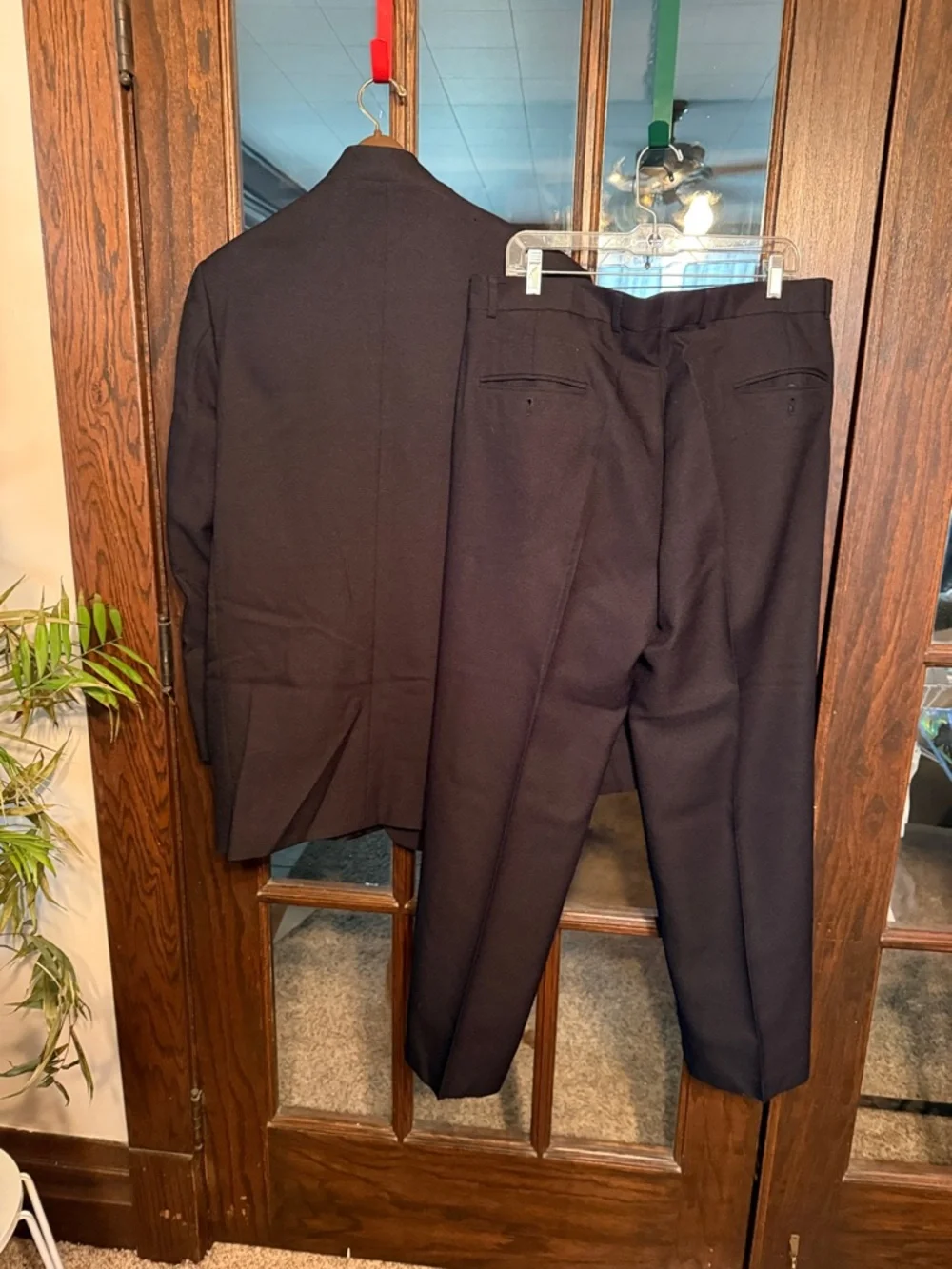 Eddie Domani Mens Black Nehru Mandarin Collar 2 Piece Suit Jacket Pants 44 36L